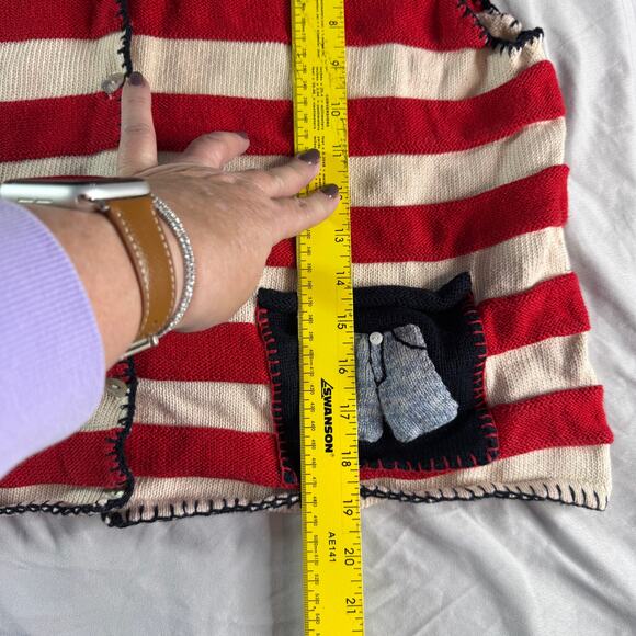 Vintage US Flag Sweater Vest Women's sz Large Marisa Canvas Cotton Blend - Picture 8 of 8